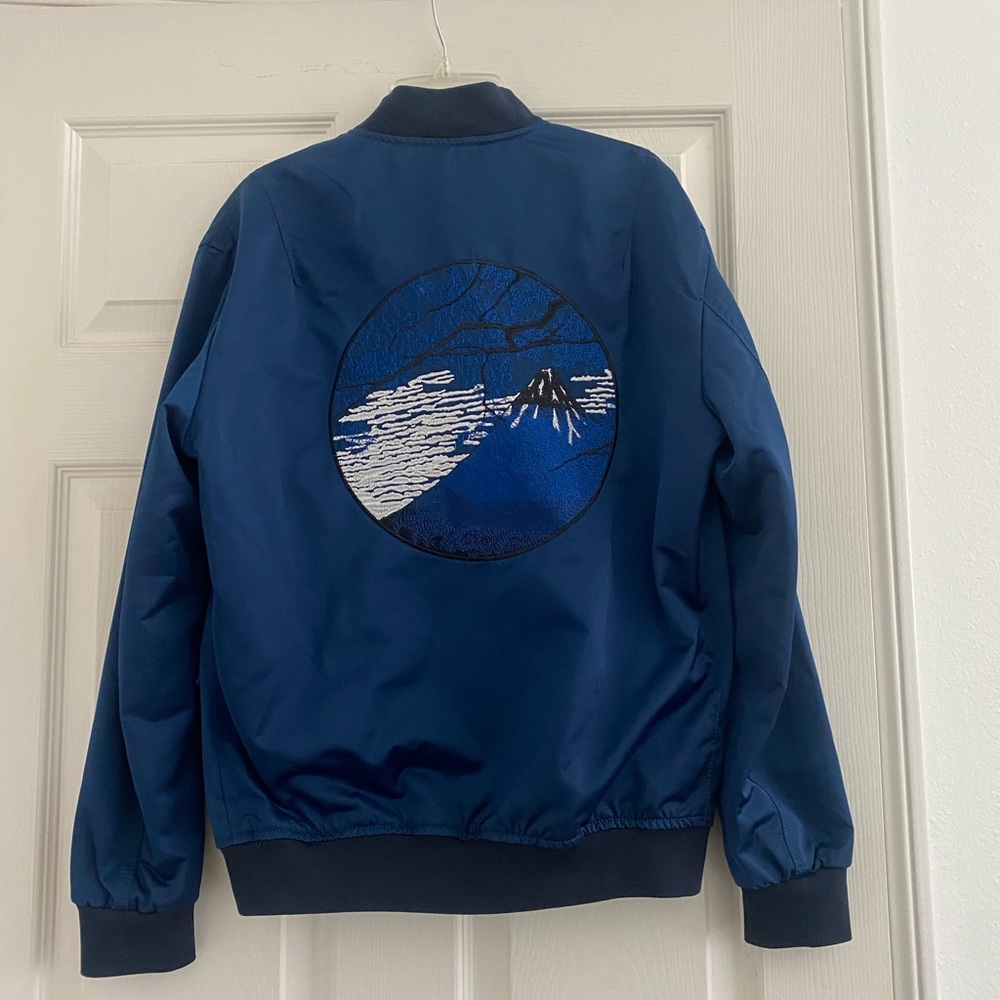 Men’s Zara Navy Blue Bomber Jacket (size: small)